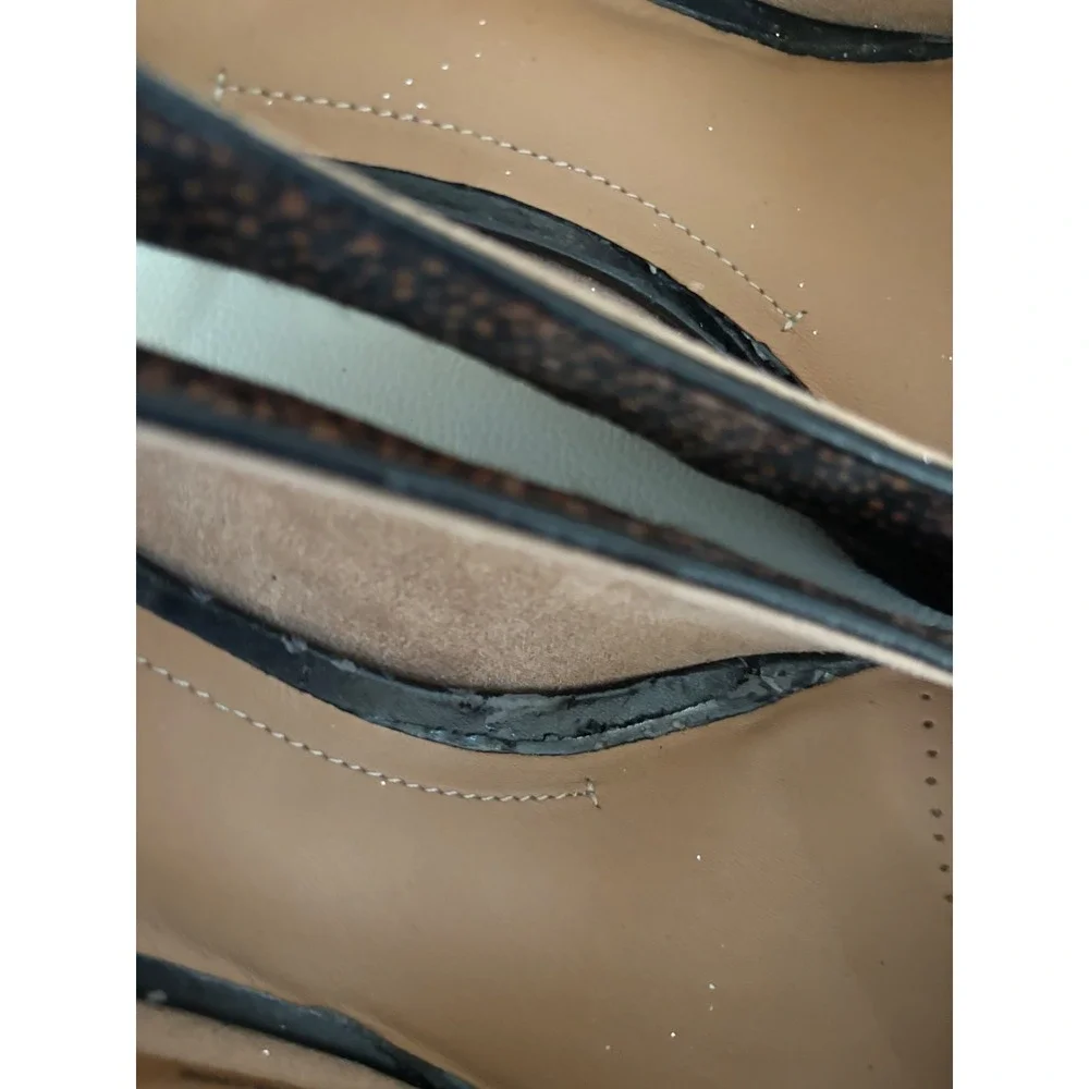 Clarks Brown Animal Print Suede Pointed Toe Kitten Heel Pumps Women's Shoes‎